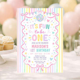 Convites Diversão para ser um Aniversário de Menina Listras
