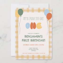 Convites Diversão para ser Um Xadrez Aquarela Primeiro Aniv