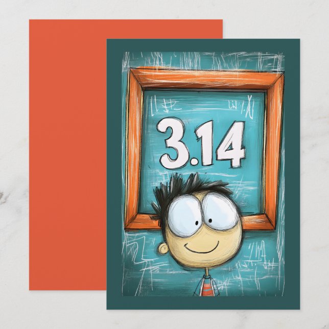 Convites Diversão Pi Day - 3.14 Quirky Cartoon Feliz (Frente/Verso)