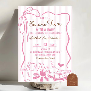 Convites Diversão Pink Smore com um chá de bebê de menina