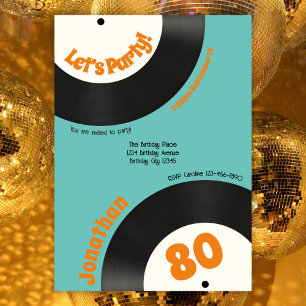 Convites Diversão Retro 80 Birthday Music Vinyl Record