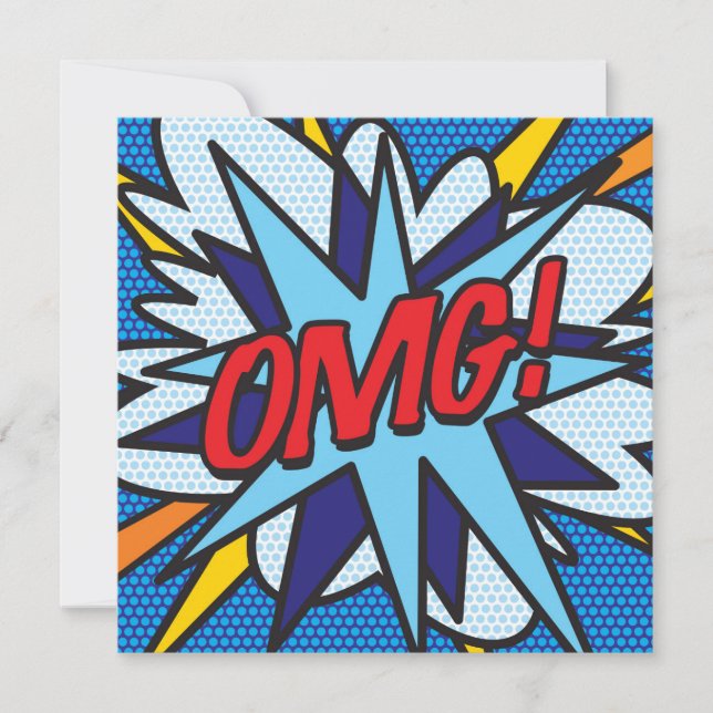 Convites Diversão Retro Quadrinhos OMG (Frente)