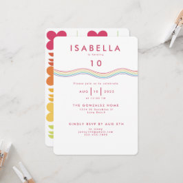 Convites Diversão Retro Rainbow Flowday