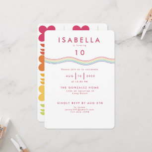 Convites Diversão Retro Rainbow Flowday