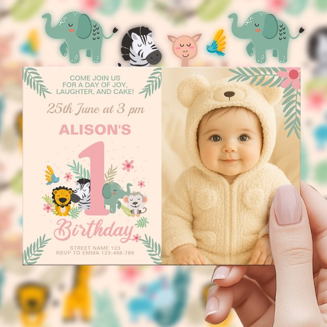 Convites Diversão Safari Adventure para o Primeiro Aniversá (Criador carregado)