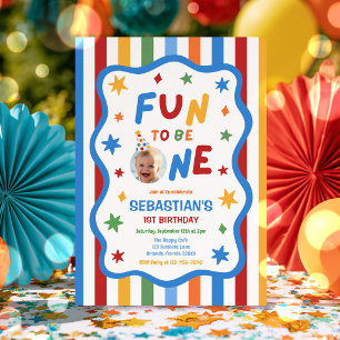 Convites Diversão Ser Um Menino Colorido Festa de 1º Aniver