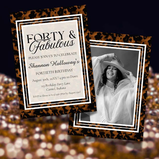 Convites Diversão Tartaruga Casco Aniversário Quarenta e Fa (This Fun Tortoise Shell Birthday Forty and Fabulous birthday photo invite is fun for all!)