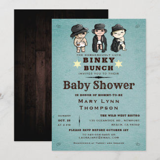 Convites Diversão Triplets Binky Bunch Western Chá de frald