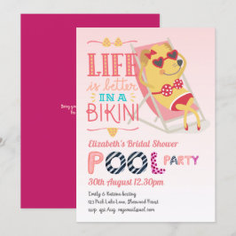 Convites Diversão Tropical Flamingo Piscina Partido Azul Ro