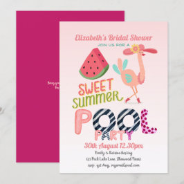 Convites Diversão Tropical Flamingo Piscina Partido Azul Ro