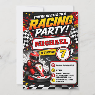 Convites Diversão Veloz Agora & Corrida de Kart para Festa 