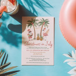Convites Diversos Papais noeis tropicais Legal Natal Flamin<br><div class="desc">Um Natal não é o suficiente? Este divertido convite "Natal em julho" apresenta Papais noeis em tons e um flamingo balançando um prato de surfe, todos colocados sob palmeiras ensolaradas e luzes de cordas de praia. Perfeito para festas de piscina de quintal, churrascos de praia, ou comemorações de escritórios de...</div>