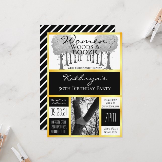 Convites Divertida Fuga da Mulher de Madeira (Frente/Verso In Situ)