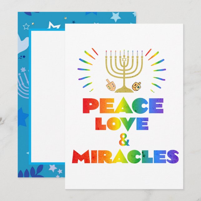 Convites Divertida paz amor e milagre Hanukkah (Frente/Verso)