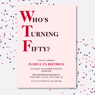 Convites Divertido Aniversário de 50 anos WTF Humorístico R