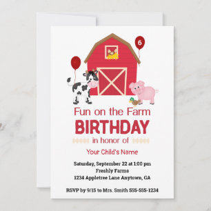 Convites Divertido com a Fazenda de animais de aniversário