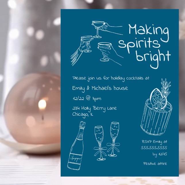 Convites Divertido e moderno Festa de Natal Azul e Branco D (Criador carregado)