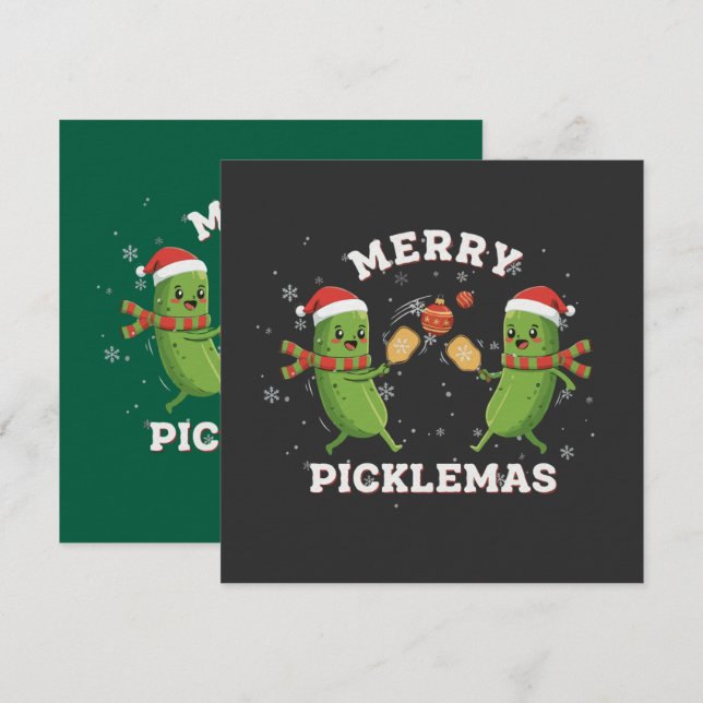 Convites Divertido Feliz Picklemas Cute Natal Pickleball (Frente/Verso)
