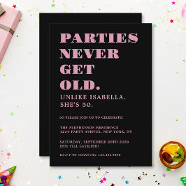 Convites Divertido Humorístico 50º Aniversário Preto e Rosa