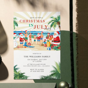 Convites Divertido Natal tropical em julho Festa de praia
