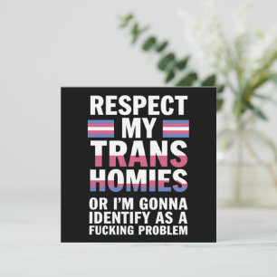 Convites Divertido Respeite Meus Amigos Trans Mês do Orgulh