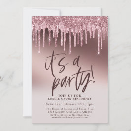 Convites Divertido Sessenta É uma Festa Rosa, Brilhante 60º