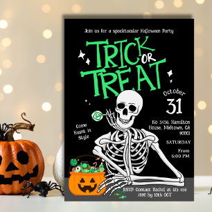 Convites Divertido Skeleton Festa de Halloween de Trick ou 