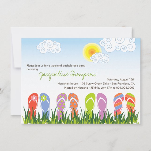 Convites Divertimento bonito dos chinelos na festa de (Frente)