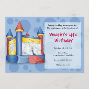 Convites Divertimento Bouncy - para meninos!