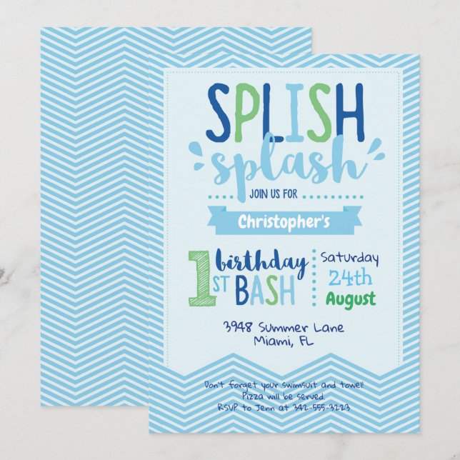 Convites Dividir Apresentação de primeiro aniversario de Pi (Frente/Verso)