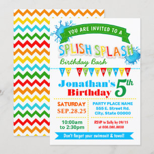 Convites Dividir esparse festa de aniversário bash de cores