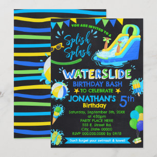 Convites Dividir Festa de aniversário de diapositivo de águ