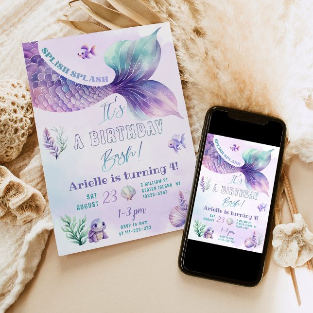 Convites Dividir Festa de piscina de aniversário da Splash  (Criador carregado)