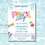 Convites Dividir Festa de Piscina do Splash Kids<br><div class="desc">Personalize este vibrante Convite de Aniversário da Festa de Piscina, perfeito para a festa de piscina dos seus filhos! Estes convites estão a rebentar com diversão de Verão, adornada com ilustrações coloridas, vão detectar óculos de sol legal, uma bola de praia, chinelos divertidos e um picolé colorido, enquanto bebidas frias...</div>