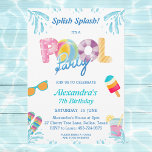 Convites Dividir Festa de Piscina do Splash Kids<br><div class="desc">Personalize este vibrante Convite de Aniversário da Festa de Piscina, perfeito para a festa de piscina dos seus filhos! Estes convites estão a rebentar com diversão de Verão, adornada com ilustrações coloridas, vão detectar óculos de sol legal, uma bola de praia, chinelos divertidos e um picolé colorido, enquanto bebidas frias...</div>