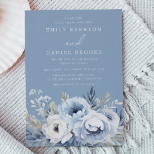 Convites Divine Blue Gorgeous Floral Weding
