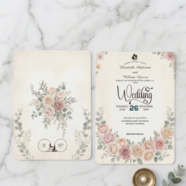 Convites Divine Boho Blush Rose Wedding (Criador carregado)