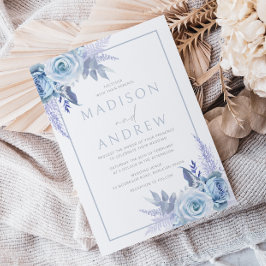Convites Divine Dusty Blue Modern Floral Casamento