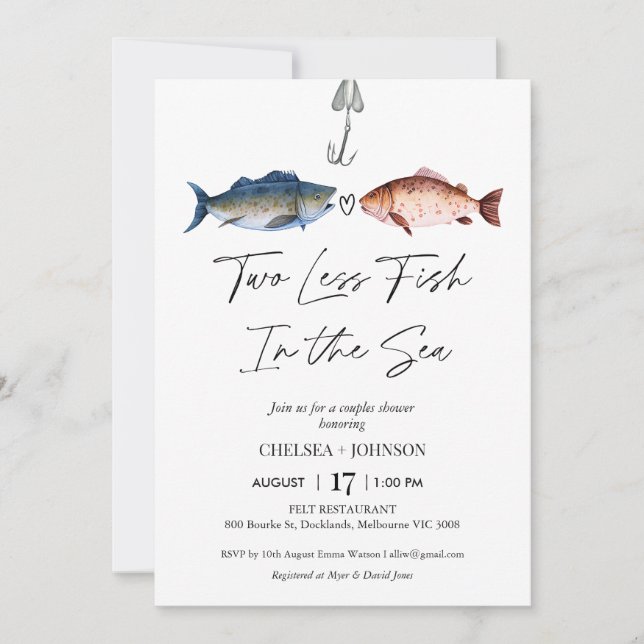 Convites Divirta-Se Com Menos Dois Peixes No Chá De Casais  (Frente)