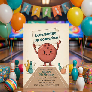 Convites Divirta-se com uma Festa de Boliche Menino de 7 An