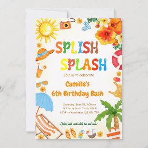Convites Divirta-se Festa de Piscina de Bash de Aniversário