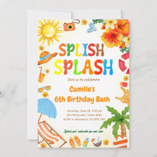 Convites Divirta-se Festa de Piscina de Bash de Aniversário