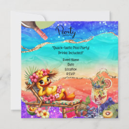 Convites "Divirta-se: Festa de Piscina de Pato com Bebidas!