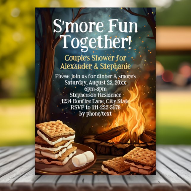 Convites Divirta-se mais com o Chá de Casais Bonfire Amigos (smore fun together i do bbq couples bridal shower invitations)