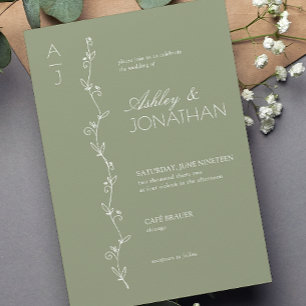 Convites Divisor Botânico Moderno Casamento Verde