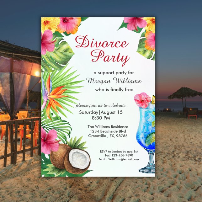 Convites Divorce Tropical Summer Dine & Cocktail Party  (Criador carregado)