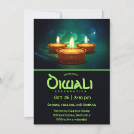 Convites Diwali Diyas com Azul e Teal