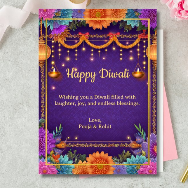 Convites Diwali Purple Dourado Diwali Llustração clara (Criador carregado)