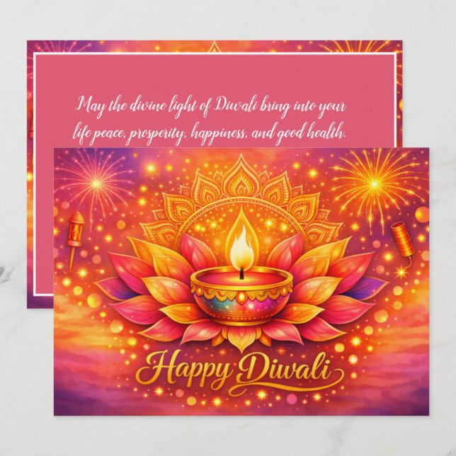 Convites Diwali Radiante Delícia (Frente/Verso)