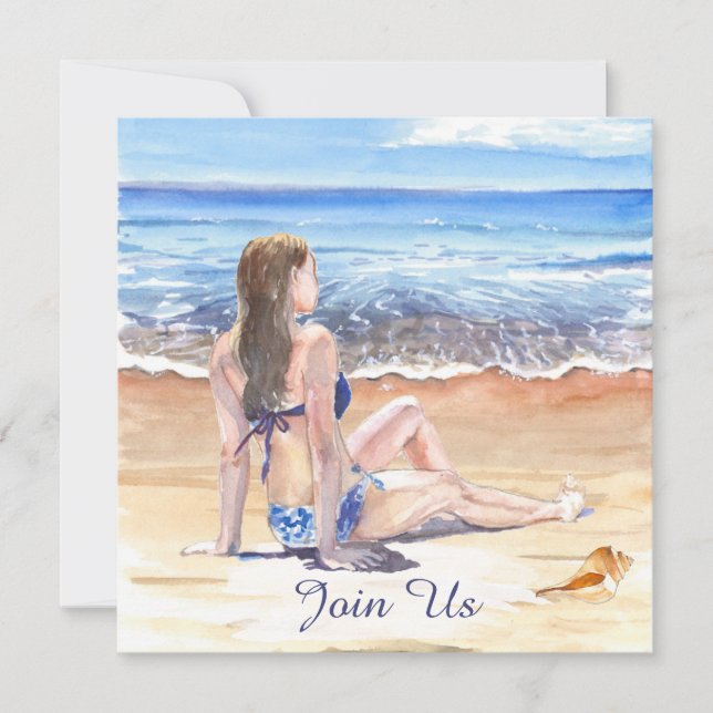 Convites *~* DIY Praia Tropical AR29 Genérico QUALQUER EVEN (Frente)